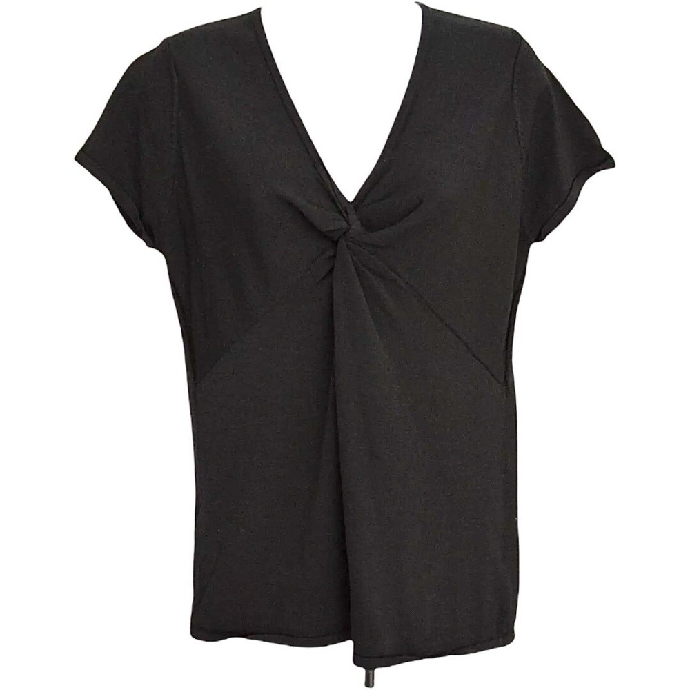 MIMI MATERNITY Black Knit Twist Front SWEATER Top S Stretch Vintage Minimalist
